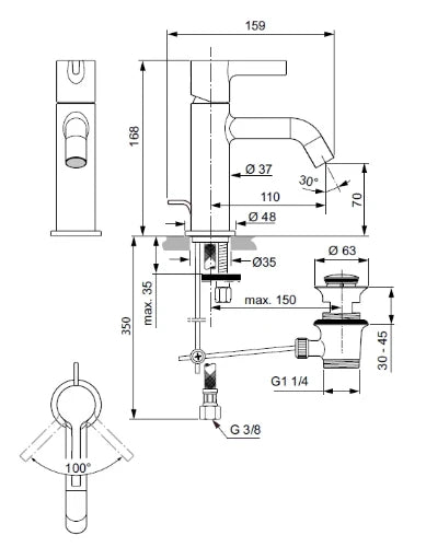 Ideal Standard Joy mitigeur lavabo avec vidage 5l/min chromé