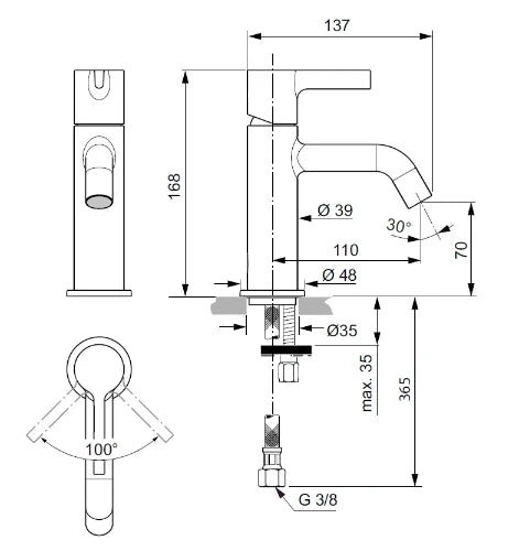 Ideal Standard Joy mitigeur lavabo sans vidage 5l/min look inox