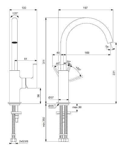 Ideal Standard Joy mitigeur lavabo bec haut sans vidage 5l/min chromé