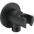 Ideal Standard IdealRain support pour douchette avec coude intégré mural rond - Silk black