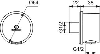 Ideal Standard IdealRain coude mural rond - chromé