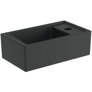 Ideal Standard i.life S lave-mains 370 x 210 mm - noir mat - avec trou de robinet droite - sans trop-plein