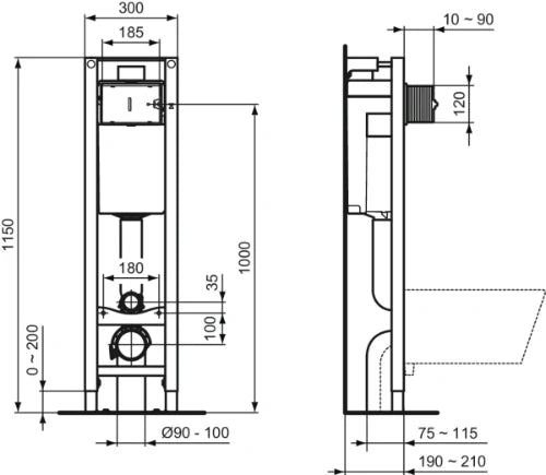 Ideal Standard ProSys Réservoir à encastrer ECO pour WC suspendu