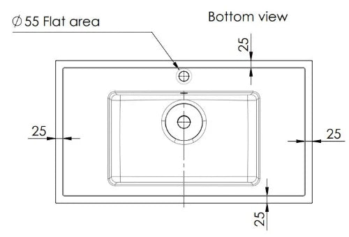 Procasa Quadra table vasque marbre de synthèse avec 1 vasque centrale 900 x 500 mm - blanc mat