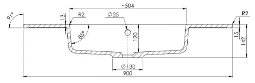 Procasa Quadra table vasque marbre de synthèse avec 1 vasque centrale 900 x 500 mm - blanc mat