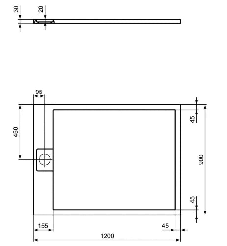 Ideal Standard Ultra Flat S i.life tub de douche 1200 x 900 x 30 mm - Pure White