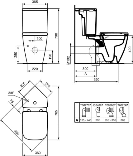 Ideal Standard i.life S cuvette à poser compact Rimless+ sans bride - sortie H/PK - Glossy White