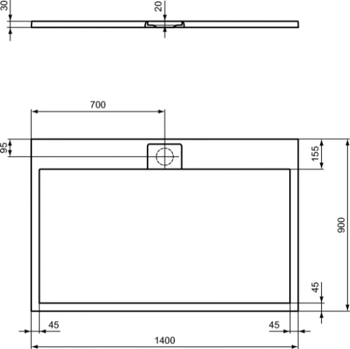 Ideal Standard Ultra Flat S i.life tub de douche 1400 x 900 x 30 mm - Pure White