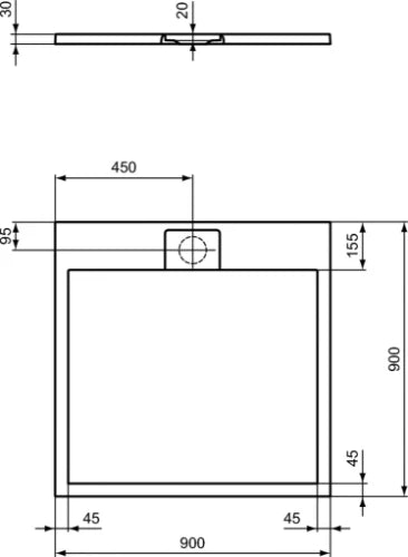 Ideal Standard Ultra Flat S i.life tub de douche 900 x 900 x 30 mm - Pure White