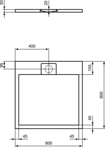Ideal Standard Ultra Flat S i.life tub de douche 800 x 800 x 30 mm - Pure White