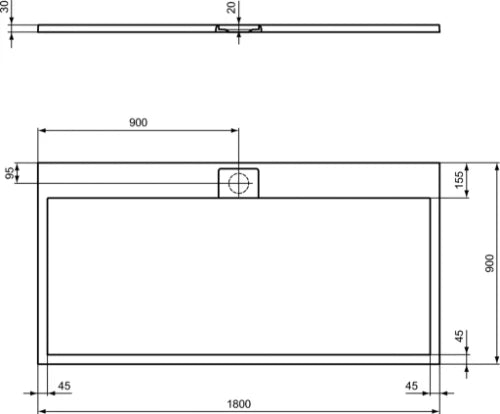 Ideal Standard Ultra Flat S i.life tub de douche 1800 x 900 x 30 mm - Pure White