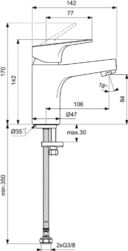 Ideal Standard Cerabase Mitigeur lavabo sans vidage 5l/min  - chromé