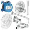 Ideal Standard Ceratherm T100 PACK ALL-IN-One système de douche encastré avec Ceratherm T100 partie apparente, partie encastrée Easy-box, IdealRain bras pour douche de tête 400 mm, douche de tête 300 mm, 12 l/min, support pour douchette avec coude i