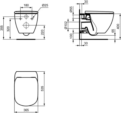 Ideal Standard Tesi cuvette suspendue AquaBtiroir® (avec Set de fixation), fixations cachées - Glossy white