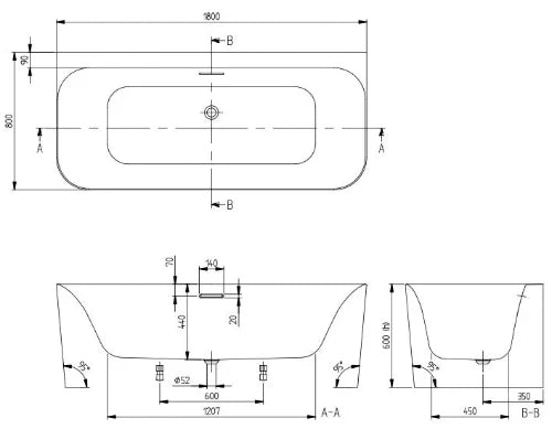 Villeroy & Boch Loop & Friends Back-to-wall baignoire square 1800 x 800 mm - alpin wit