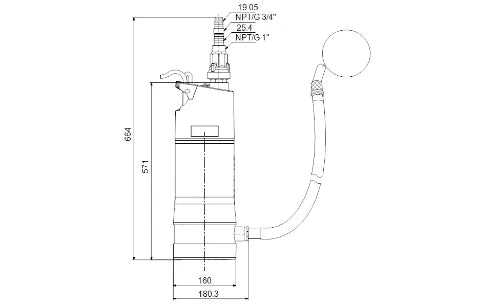 Grundfos pompe eau de pluie SBA3-35 AW 230V 50Hz 15m Schuko, GAS IT
