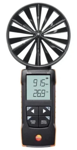 Testo testo 417, anémomètre à hélice 100 mm (0,3...20 m/s) avec connexion à l’App, sac de transport et protocole d’étalonnage