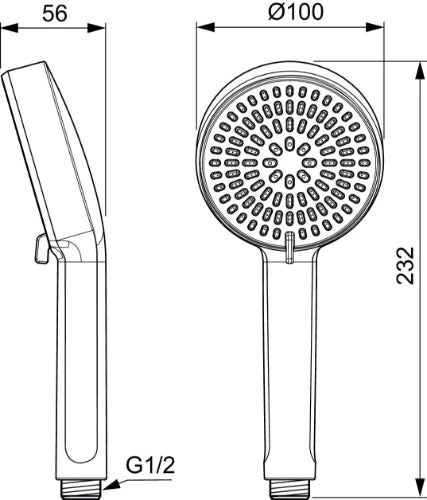 Ideal Standard Alu+ 2 jets douchette rond 100 mm - silver - 8 l/min