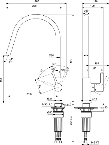 Ideal Standard Gusto mitigeur evier monotrou bec tube C rond - Chromé