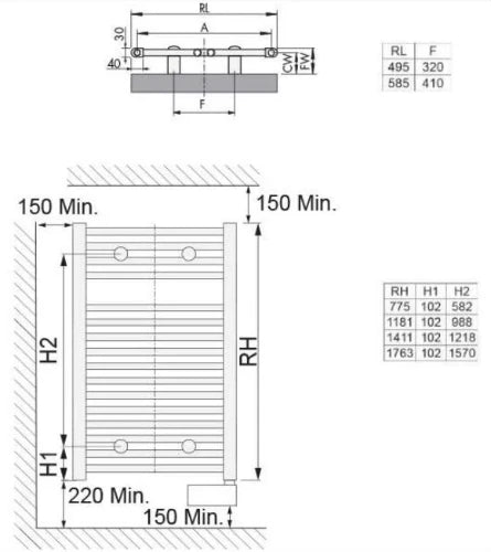 Procasa Balneo radiateur sèche-serviette électrique 1411 x 585 mm - 900 Watt - RAL 9016 blanc signalisation