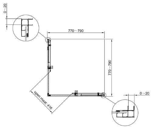 Procasa Free Basic entrée d'angle 800 x 1900 mm transparent - chromé
