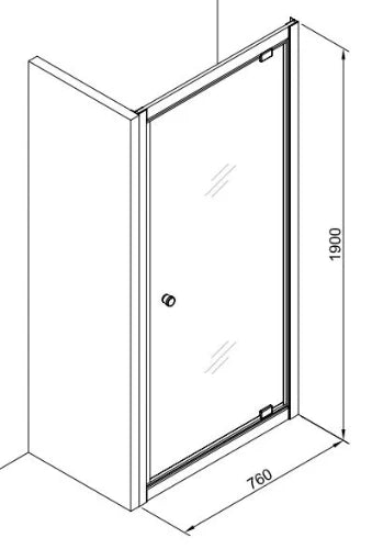 Procasa Free Basic porte de douche pivotante 800 x 1900 mm transparent - chromé