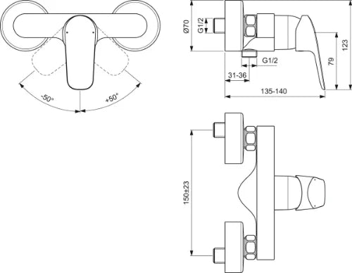 Ideal Standard Ceraflex mitigeur douche chromé sans douchette / flexible - éco