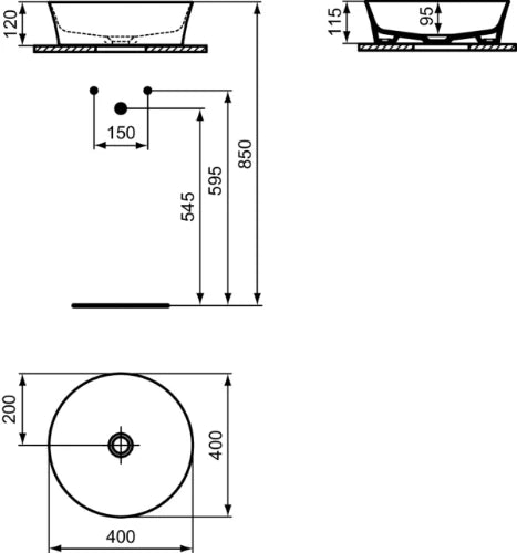 Ideal Standard Ipalyss lavabo à poser rond 400 mm - blanc - sans trou de robinet - sans trop-plein