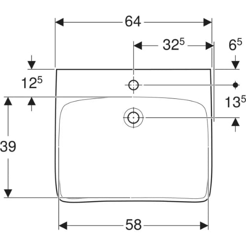 Geberit Selnova Comfort lavabo 650 x 550 mm - blanc - avec trou de robinet - sans trop-plein