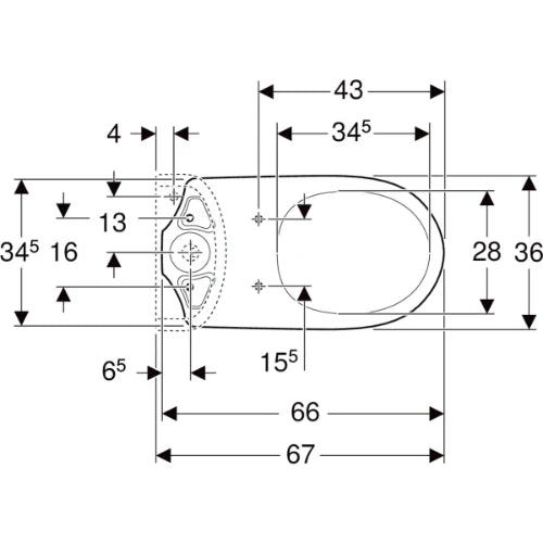 Geberit Selnova WC au sol Comfort pour réservoir attenant, cuvette de WC à fond creux, sortie horizontale, surélevé: Blanc