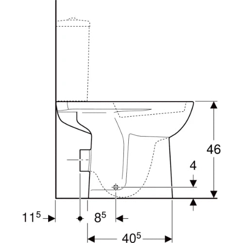Geberit Selnova WC au sol Comfort pour réservoir attenant, cuvette de WC à fond creux, sortie horizontale, surélevé: Blanc