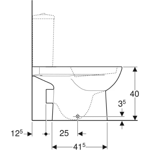 Geberit Selnova WC au sol pour réservoir attenant, cuvette de WC à fond creux, sortie horizontale, forme semi-fermée: Blanc, B=36cm, H=40cm, T=68cm