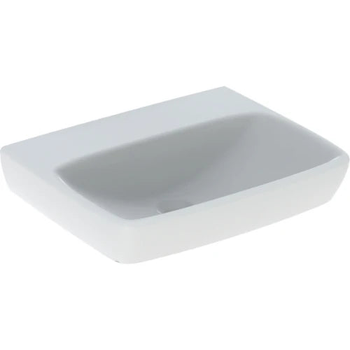 Geberit Selnova Square washbasin: B=55cm, T=44cm, Trou de robinet=Sans, Trop-plein=Sans, Blanc