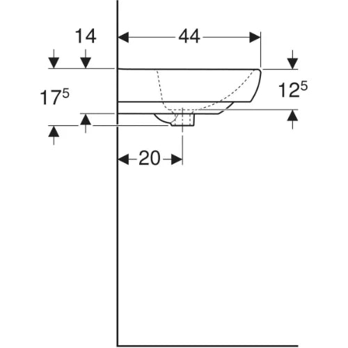 Geberit Selnova Square washbasin: B=55cm, T=44cm, Trou de robinet=Sans, Trop-plein=Sans, Blanc
