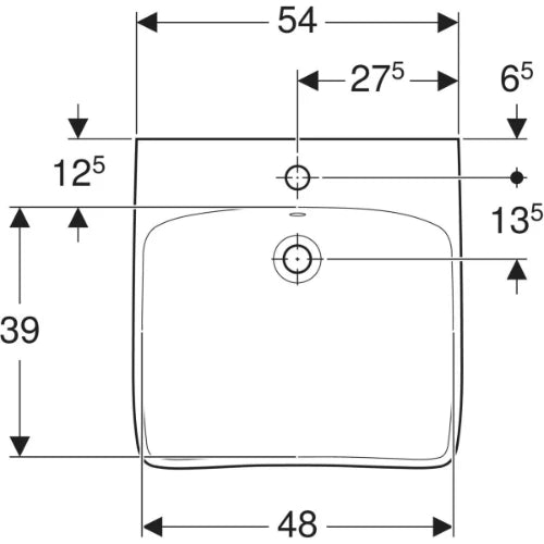 Geberit Selnova Comfort lavabo 550 x 550 mm - blanc - avec trou de robinet - avec trop-plein