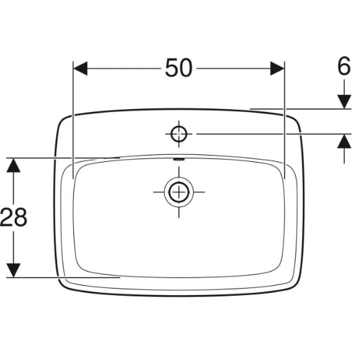 Geberit Selnova Square lavabo encastré 600 x 500 x 170 mm - blanc - avec trou de robinet - avec trop-plein