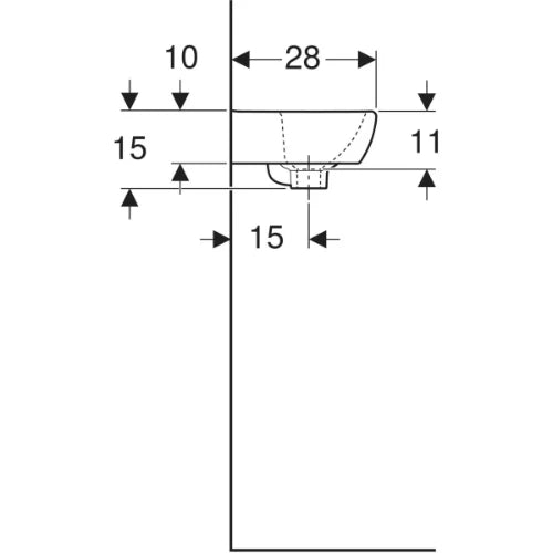 Geberit Selnova Square lave-mains 360 x 280 x 145 mm - blanc - avec trou de robinet - avec trop-plein