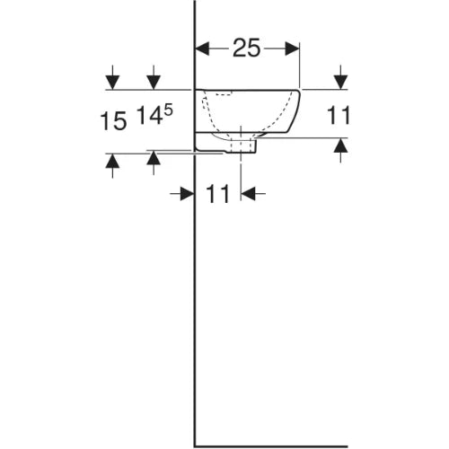 Geberit Selnova Compact lave-mains 450 x 250 x 150 mm - blanc - avec trou de robinet droite - avec trop-plein - espace de dépose à gauche