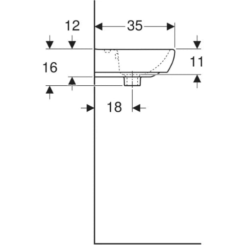 Geberit Selnova Square lave-mains 450 x 350 x 160 mm - blanc - avec trou de robinet - avec trop-plein