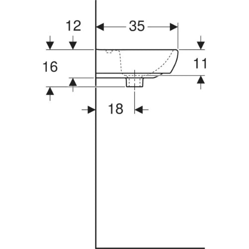 Geberit Selnova Square lave-mains 450 x 350 x 160 mm - blanc - avec trou de robinet - sans trop-plein