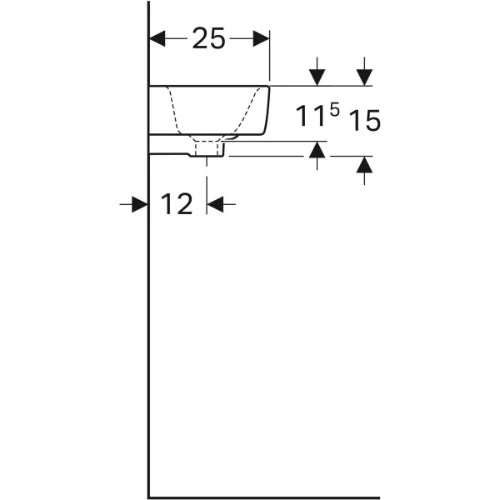 Geberit Selnova Compact lave-mains 500 x 250 x 150 mm - blanc - avec trou de robinet droite - avec trop-plein
