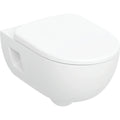 Geberit Selnova cuvette suspendue Premium PACK Rimfree (cuvette suspendue + abattant) sans bride - blanc - à fond creux - avec bride partielle
