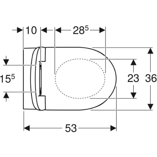 Geberit Selnova cuvette suspendue Premium PACK Rimfree (cuvette suspendue + abattant) sans bride - blanc - à fond creux - avec bride partielle