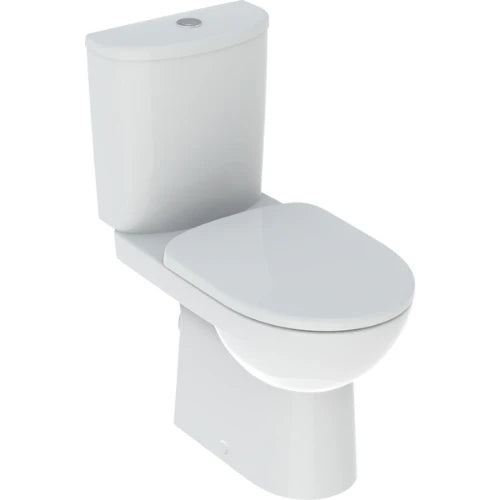 Geberit Selnova Set de WC au sol avec réservoir attenant, sortie horizontale, forme semi-fermée, avec siège de WC: Blanc