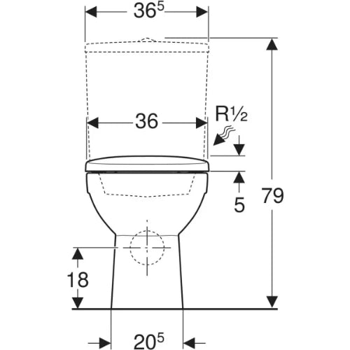 Geberit Selnova Set de WC au sol avec réservoir attenant, sortie horizontale, forme semi-fermée, avec siège de WC: Blanc