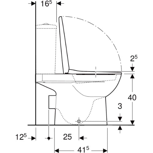 Geberit Selnova Set de WC au sol avec réservoir attenant, sortie horizontale, forme semi-fermée, avec siège de WC: Blanc