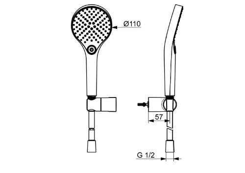 Hansa HansaViva set douchette - avec support mural - flexible 1250 mm - chromé