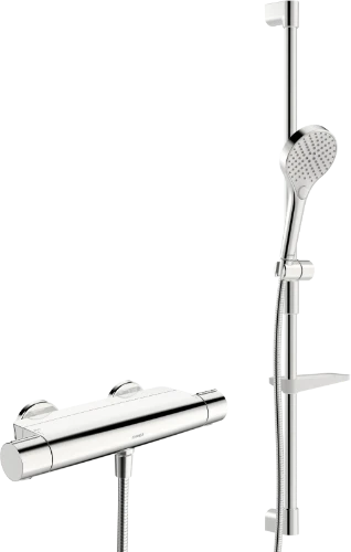 Hansa Hansaoptima set mitigeur douche thermostatique avec set de douche 915 mm - douchette 3 jets - flexible de douche 1750 mm - chromé