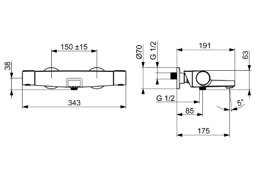 Hansa Hansaoptima mitigeur bain thermostatique - noir mat