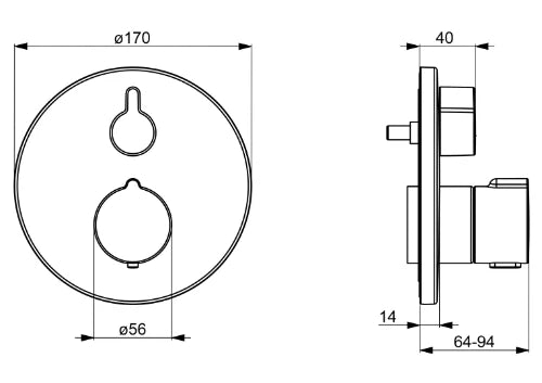 Hansa HansaHome set de finition mitigeur thermostatique avec inverseur - 2 sorties - noir mat